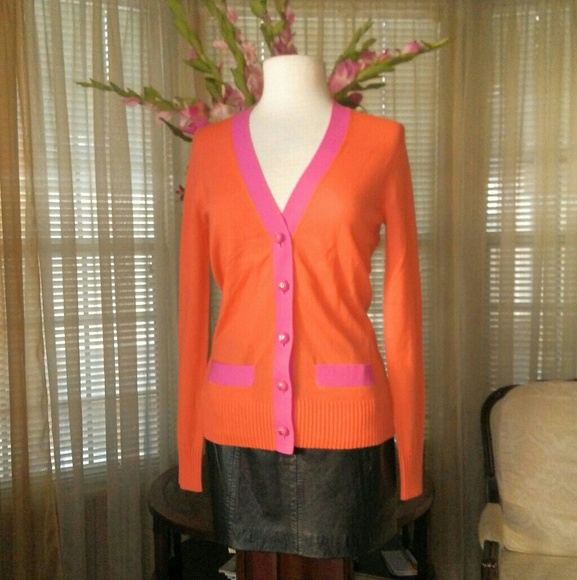 Tory Burch Sweaters - Tory burch orange cardigan sweater